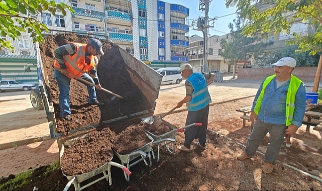 Eyyübiye'de yeşillendirme çalışmaları sürüyor
