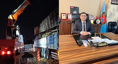 Başkan Alkan, Esnafının yanında: Gece yarısı yanan Tır'ı alarak yolu trafiğe açtı 